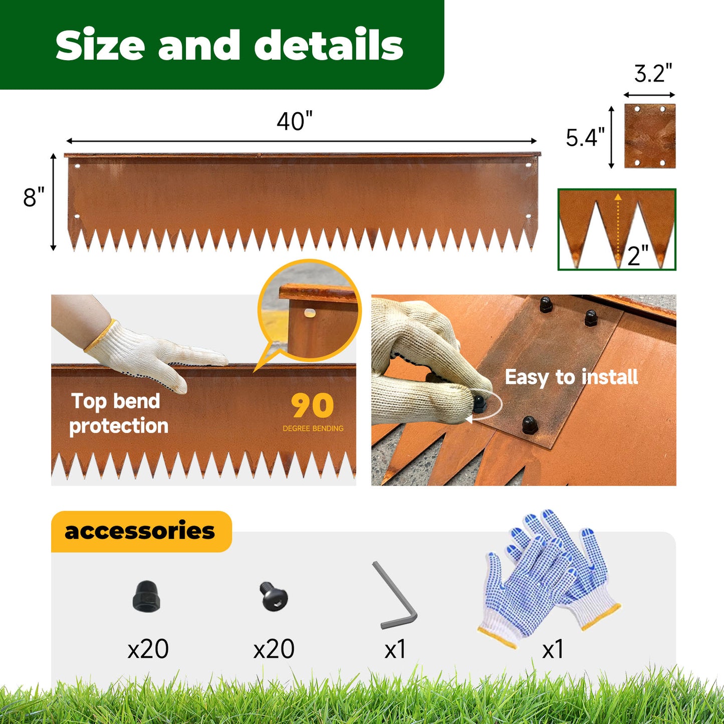 Top Bent Steel Edging 6 Pieces