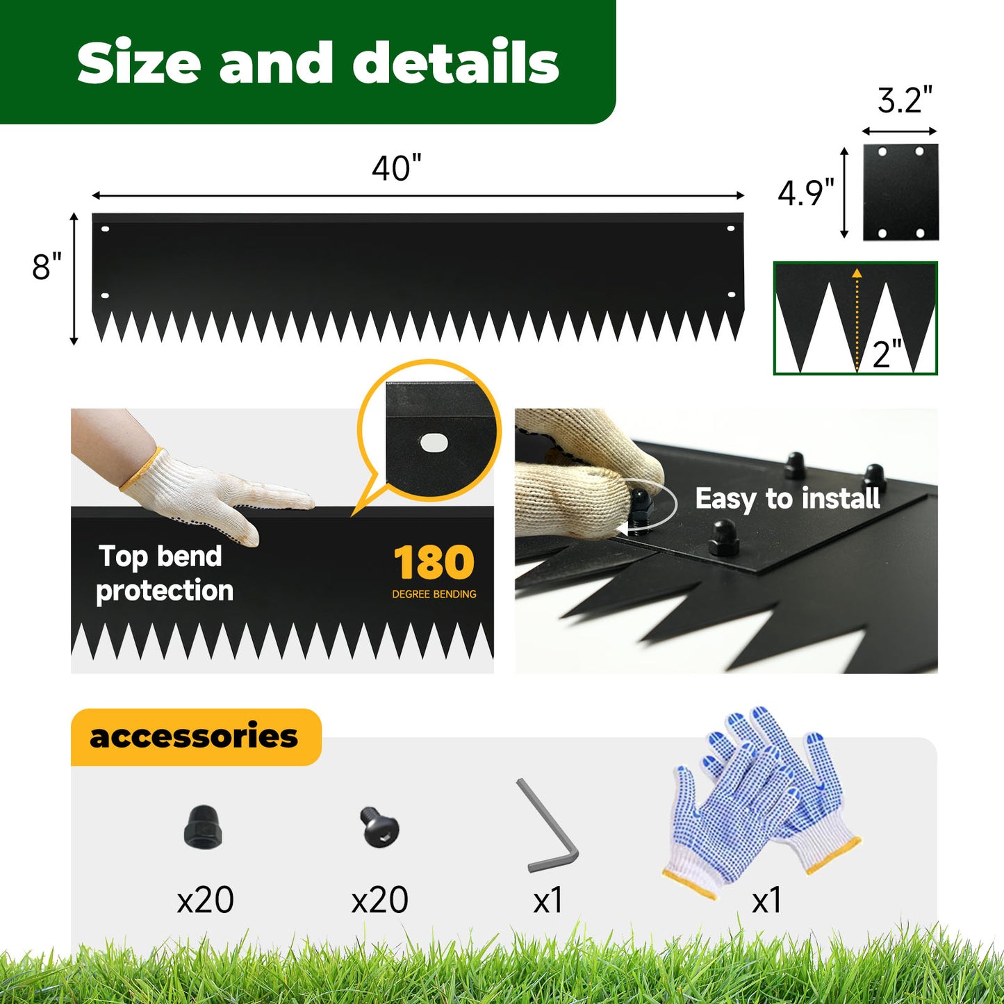 Top Bent Black Edging 6 Pieces