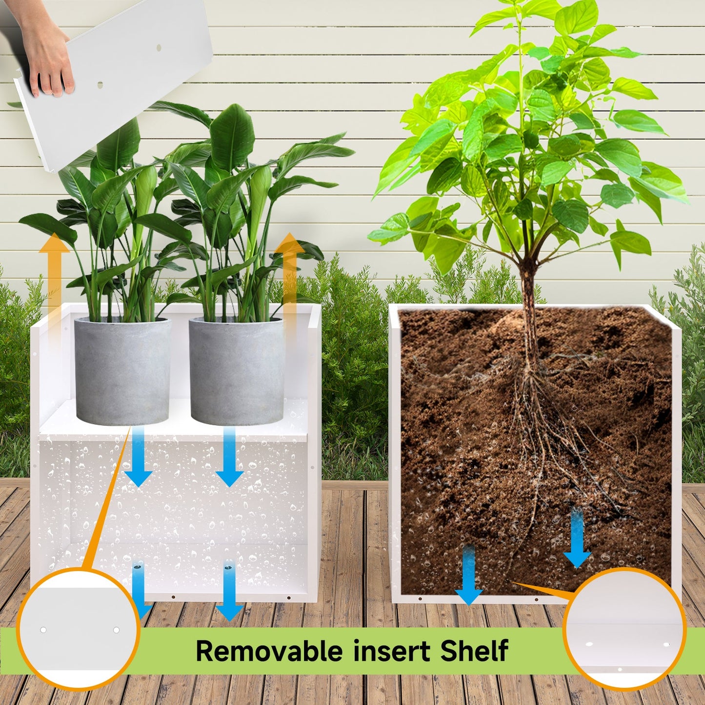 Rectangular Spray Painting Planter With Partition