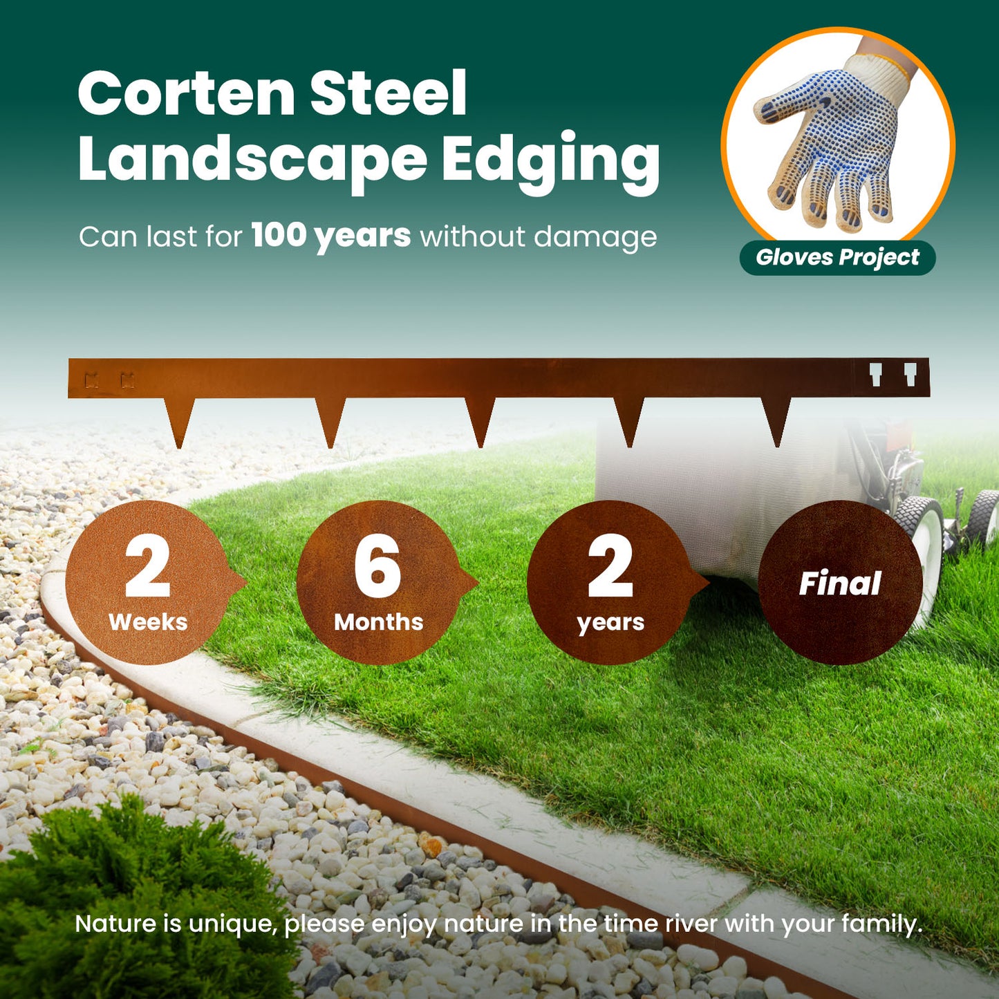 Rust Corten Steel Buckle Edging (6 Pieces)