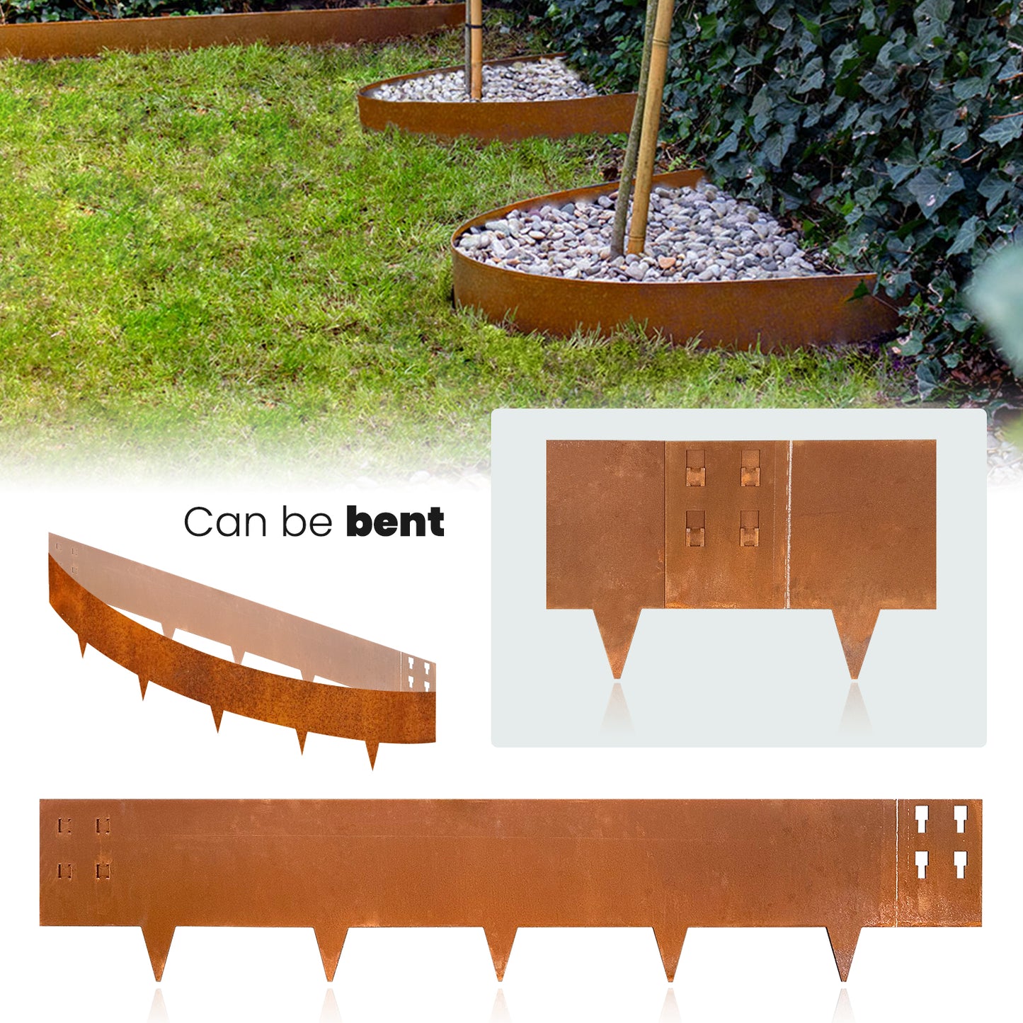 Corten Steel Edging Single Tooth 6 Pieces