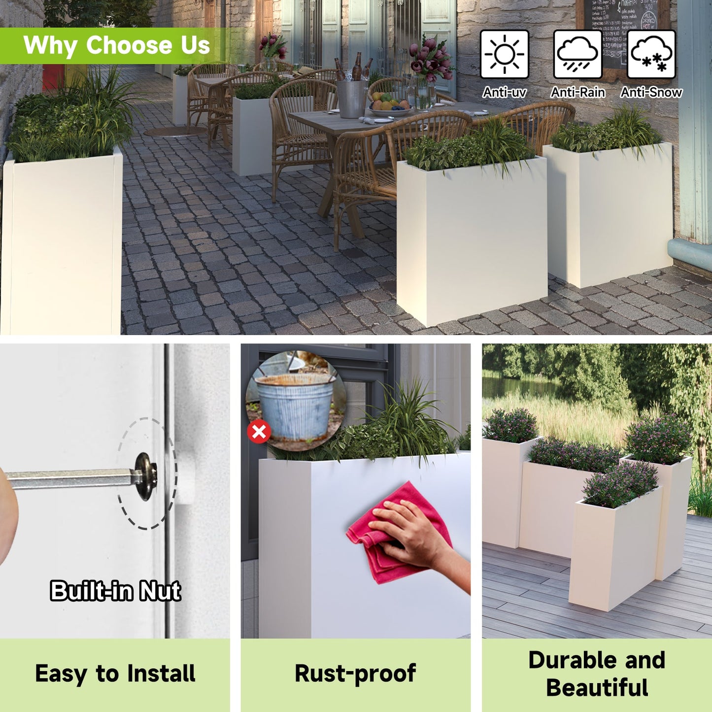 Rectangular Spray Painting Planter With Partition