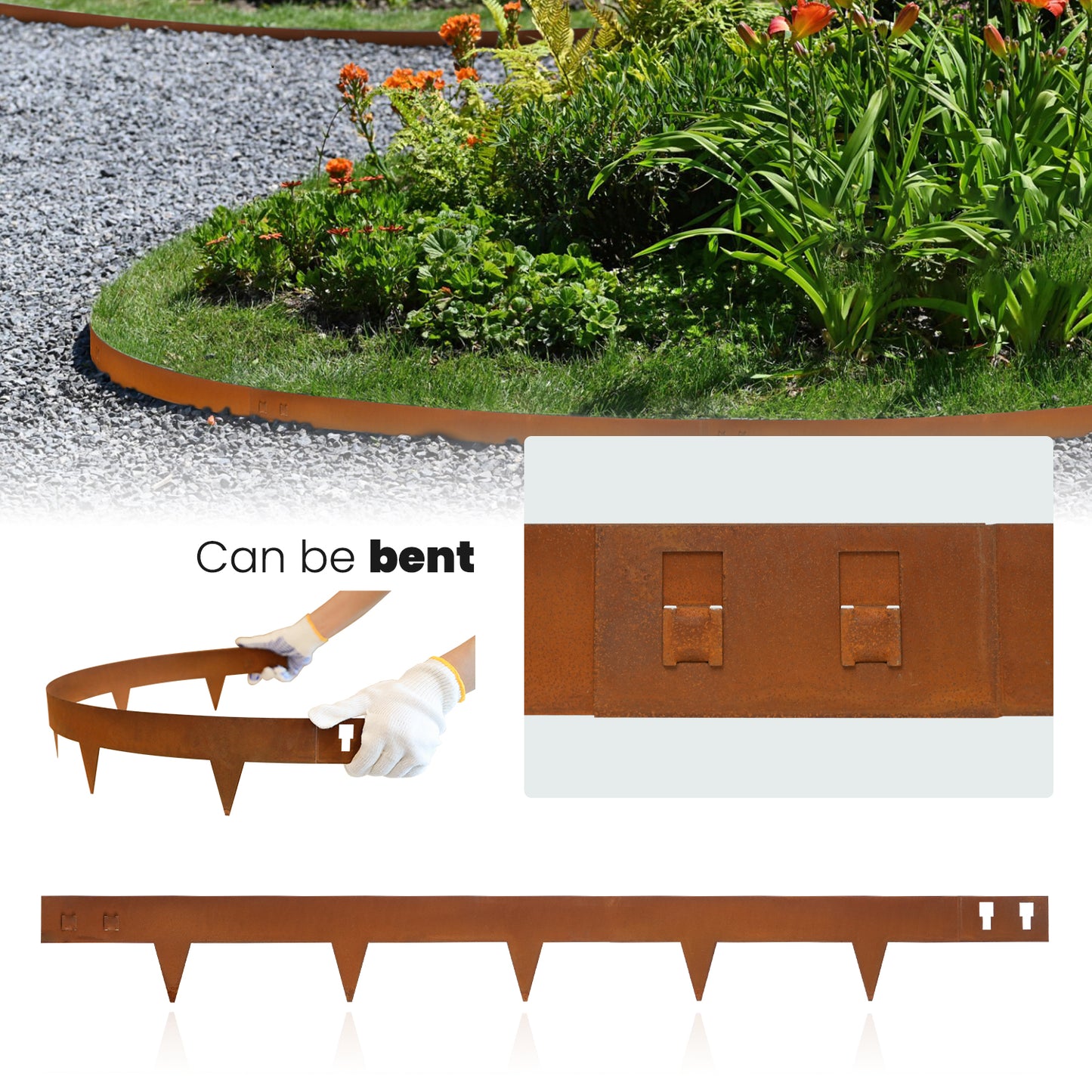 Rust Corten Steel Buckle Edging (6 Pieces)