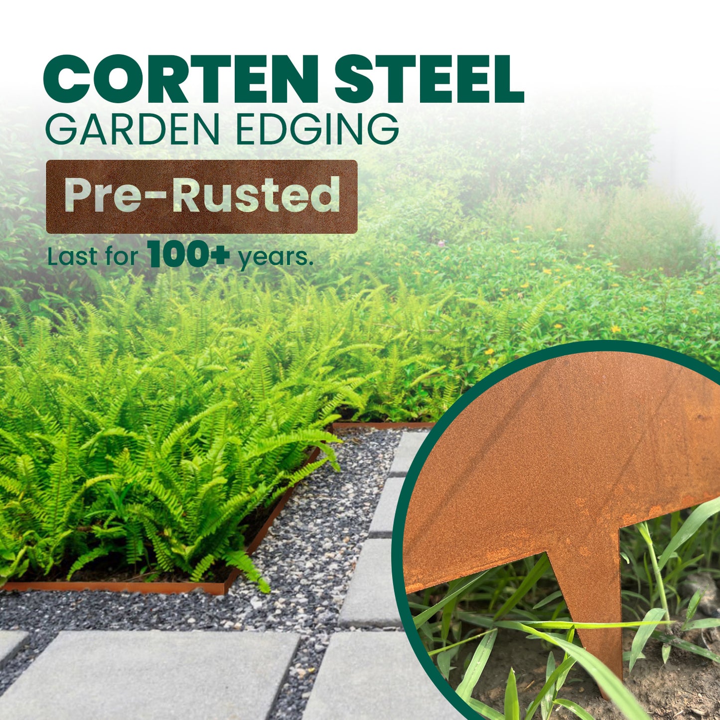 Rust Corten Steel Buckle Edging (6 Pieces)
