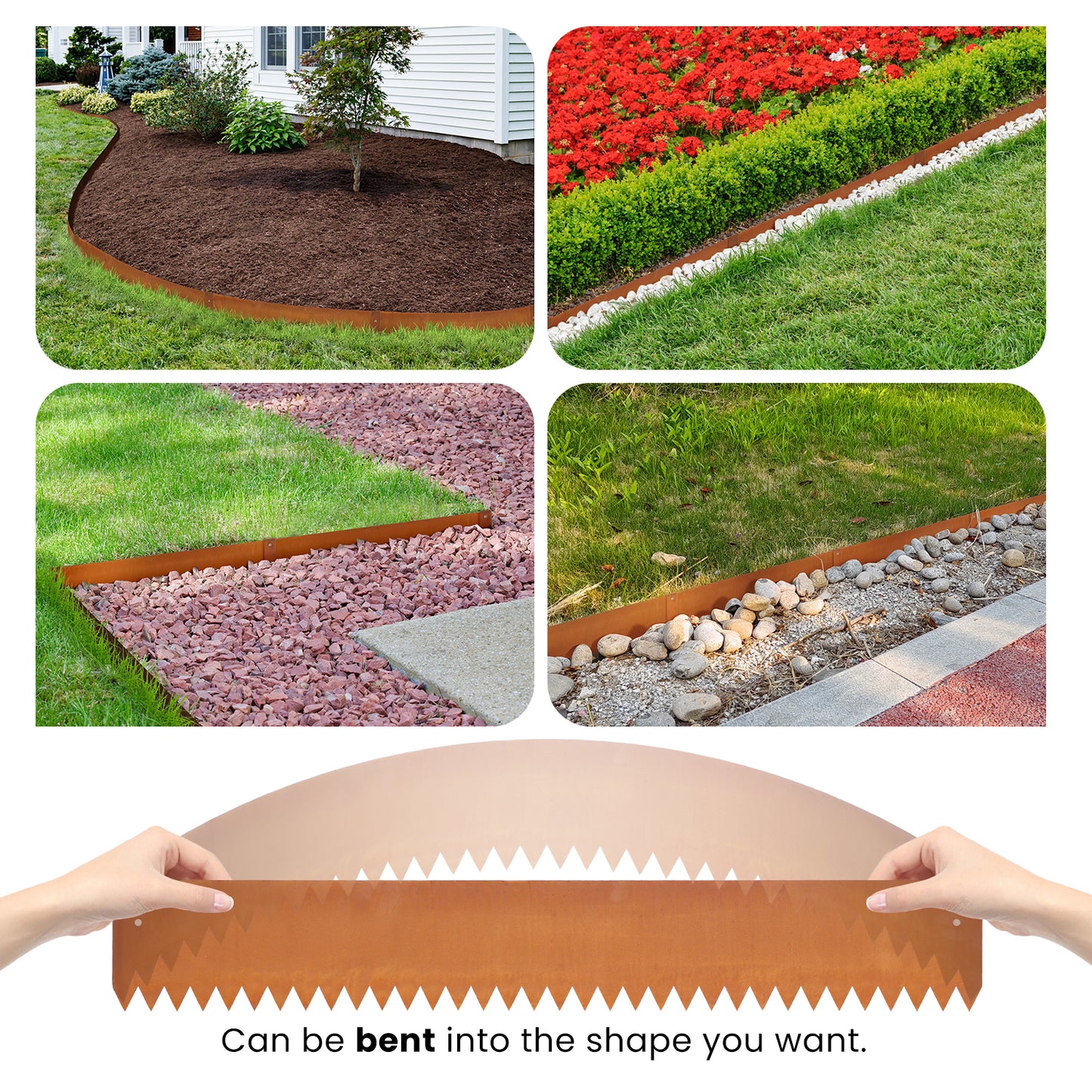 Durable Weathering Steel Landscape Edging Set (6 Pieces)