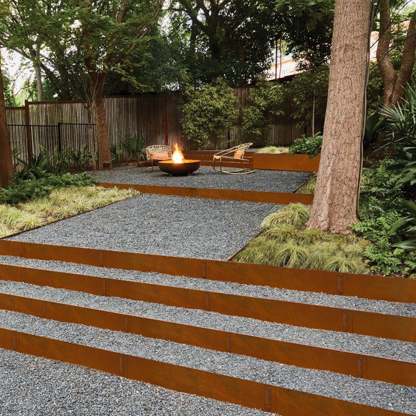 Buckle Corten Steel Edging (6 Pieces)