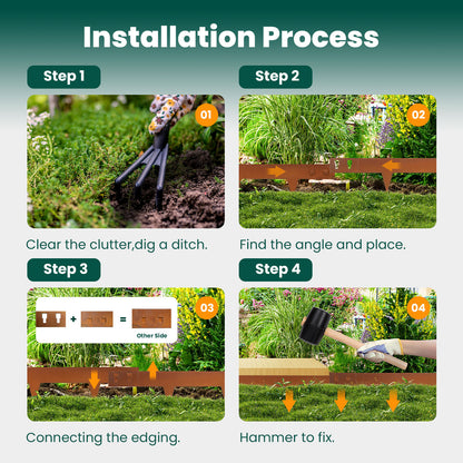 Rust Corten Steel Buckle Edging (6 Pieces)