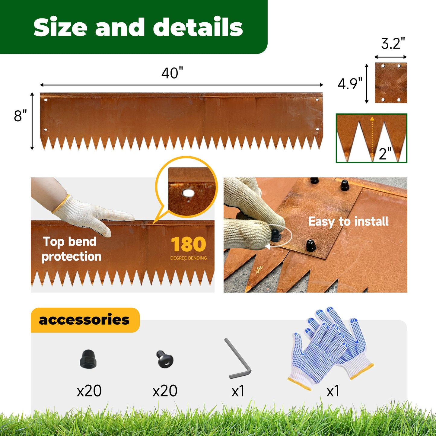Top Bent Steel Edging 6 Pieces