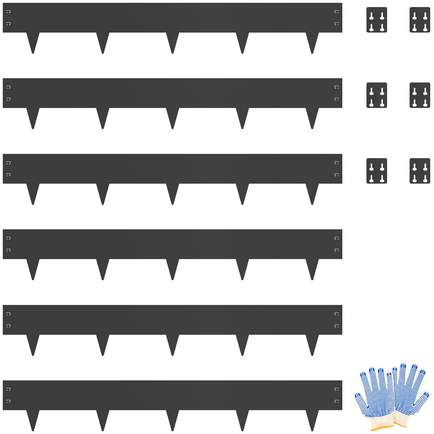 Black Wide-Toothed Design Metal Edging (6 Pieces)
