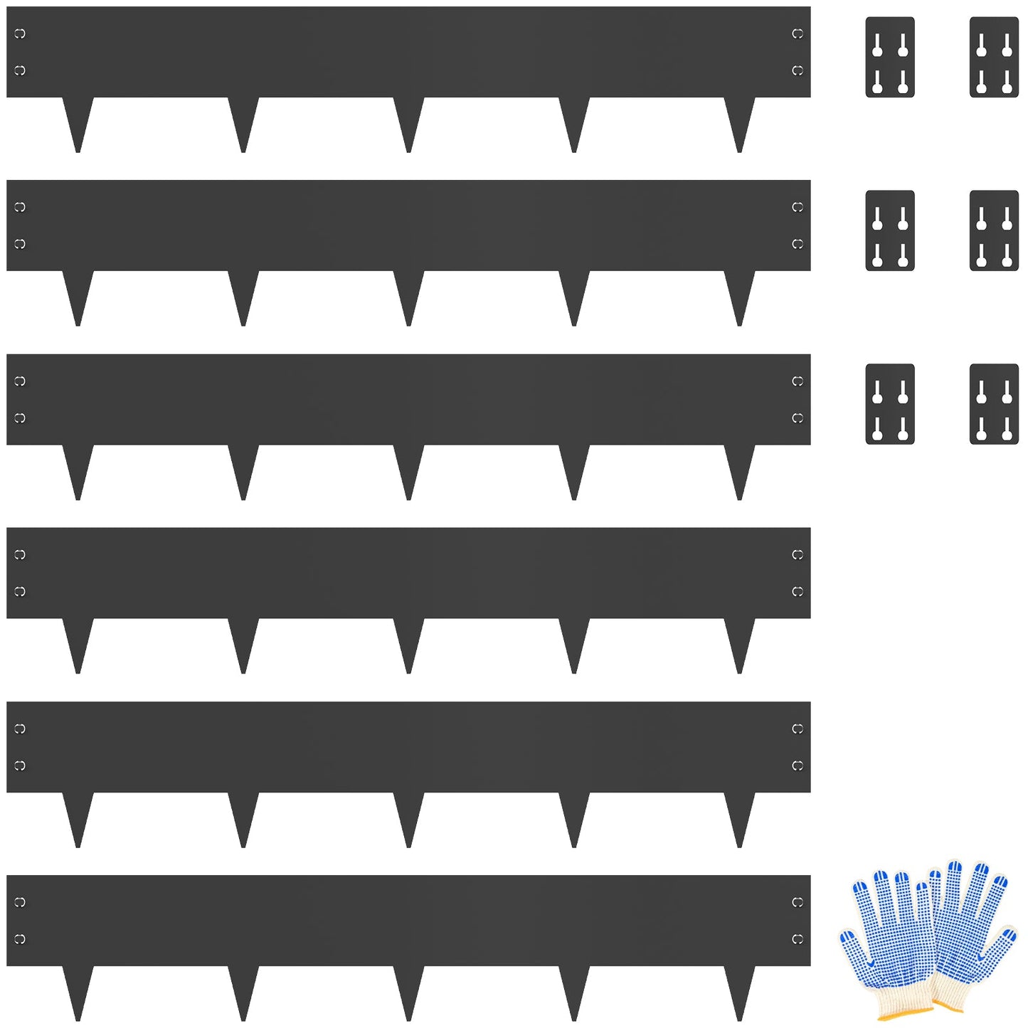 Black Wide-Toothed Design Metal Edging (6 Pieces)