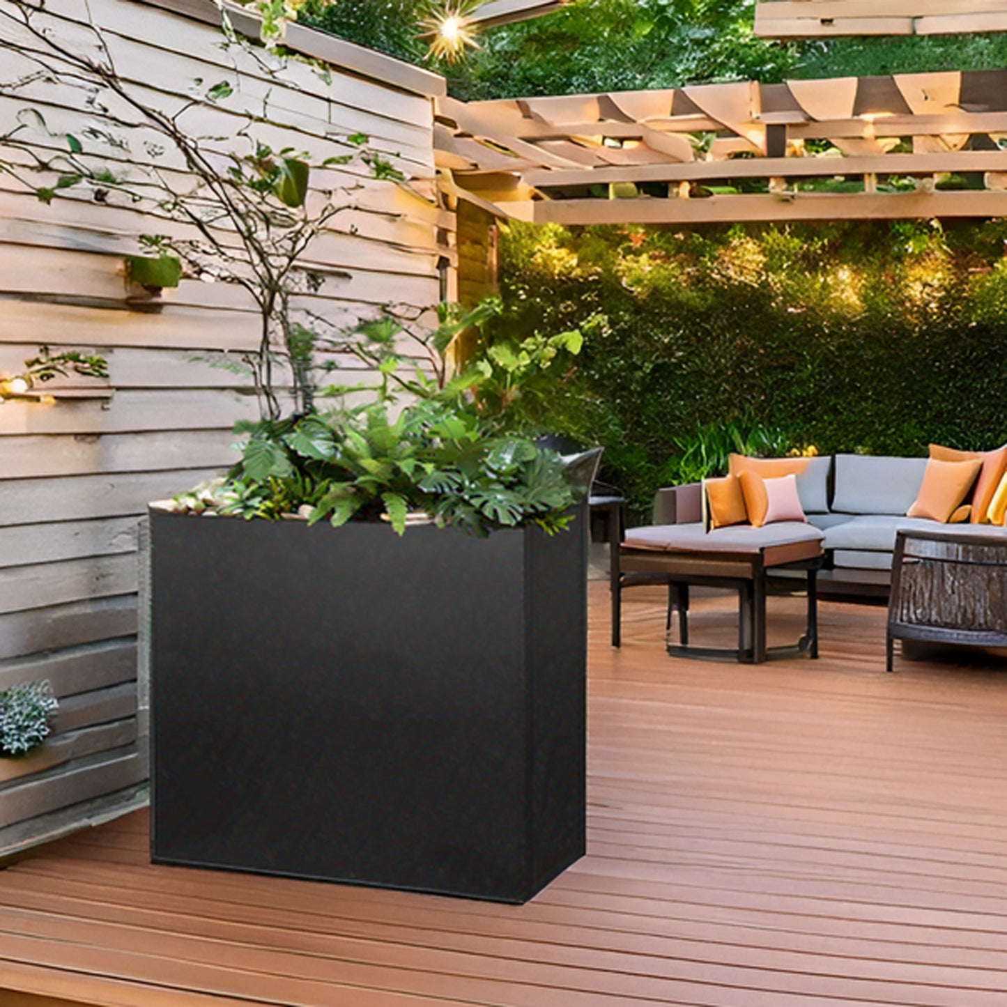 Rectangular Powder Coating Planter With Partition