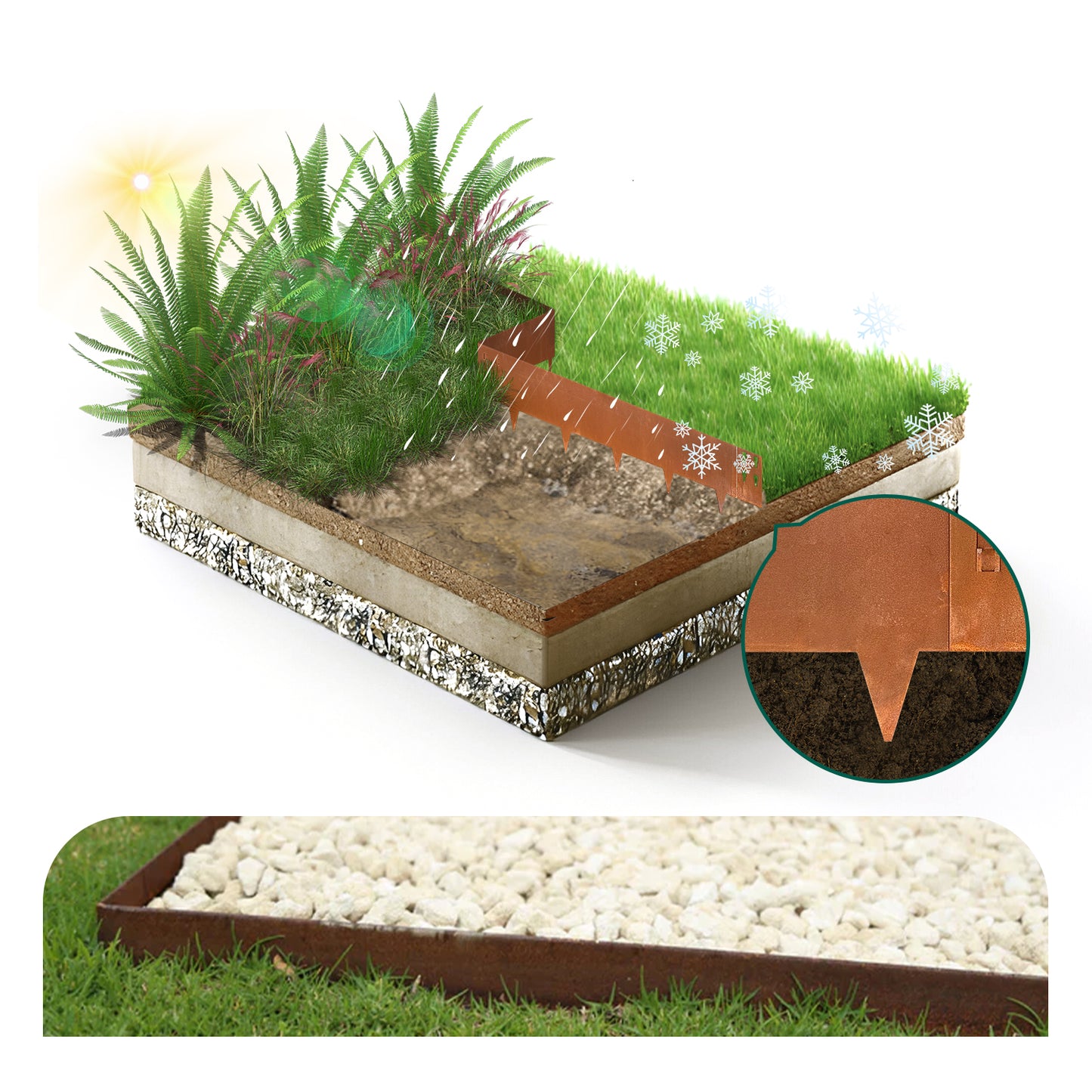 Corten Steel Edging Single Tooth 6 Pieces