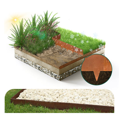 Corten Steel Edging Single Tooth 6 Pieces