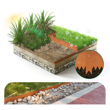 Durable Weathering Steel Landscape Edging Set (6 Pieces)