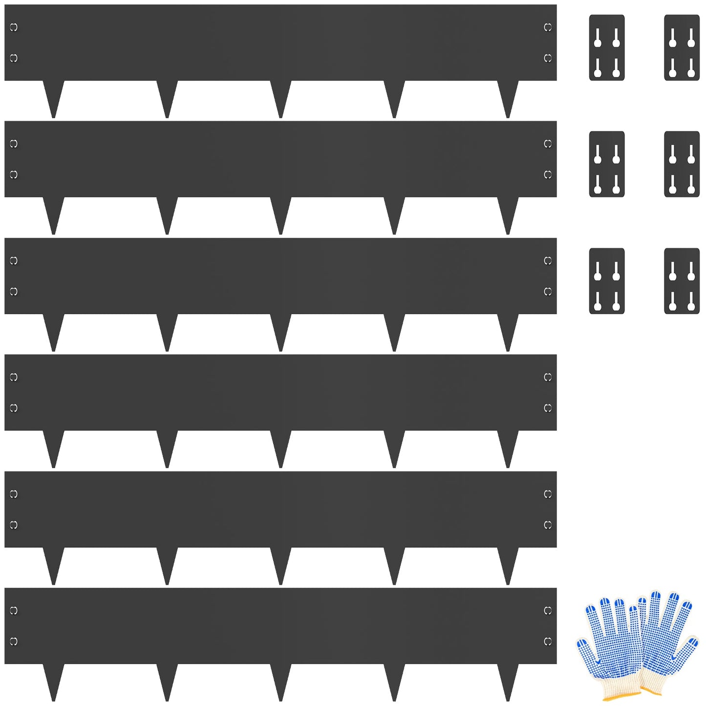 Black Wide-Toothed Design Metal Edging (6 Pieces)