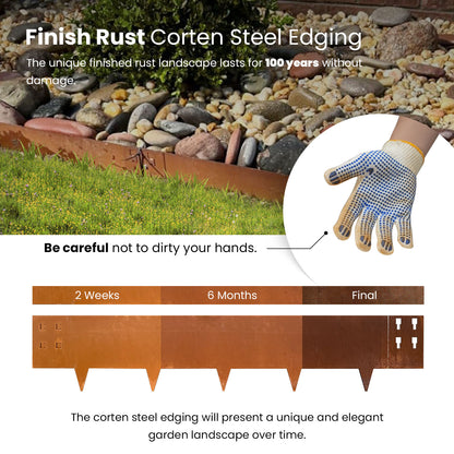 Corten Steel Edging Single Tooth 6 Pieces