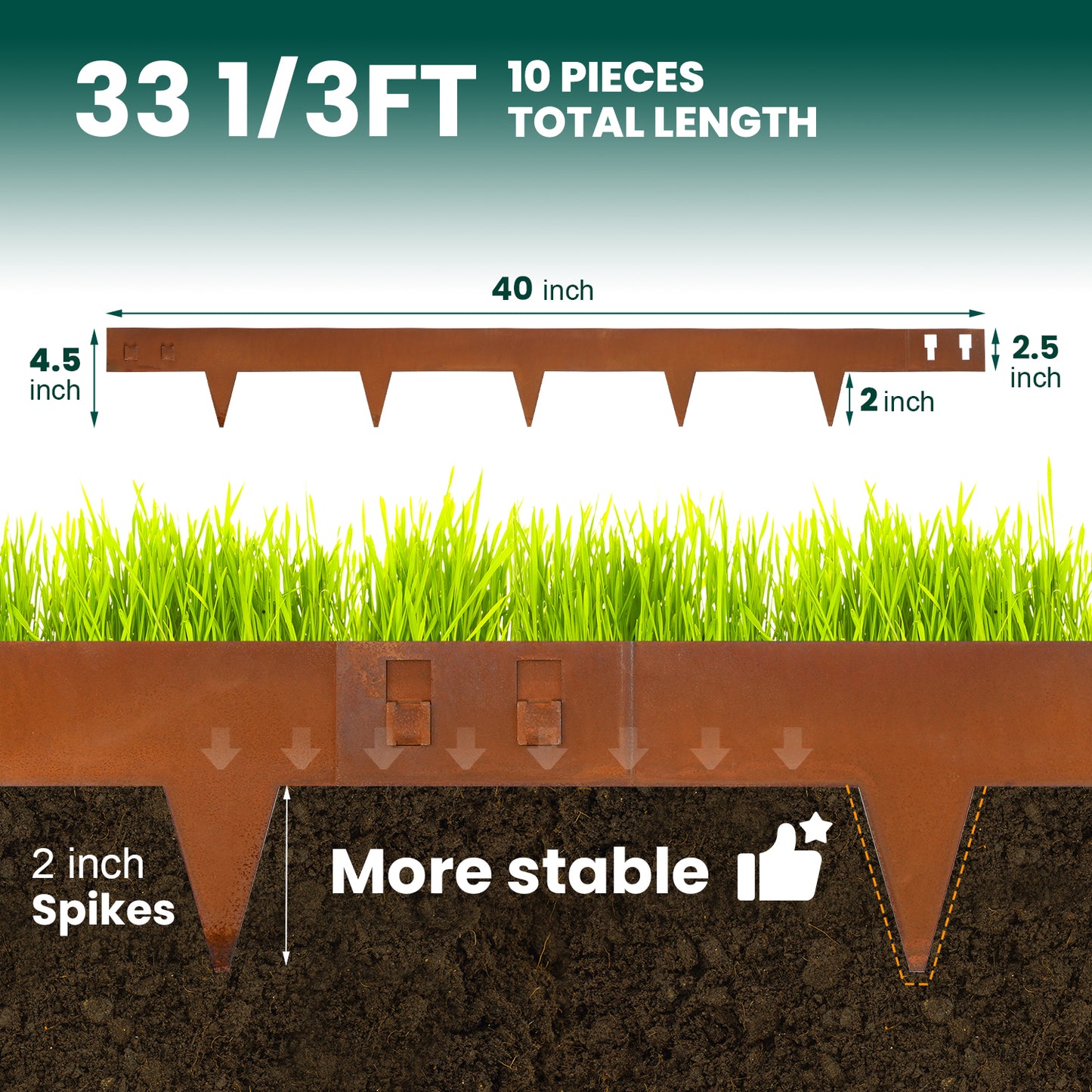 Rust Corten Steel Buckle Edging (6 Pieces)