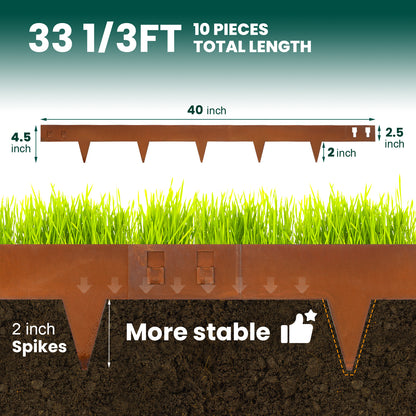 Rust Corten Steel Buckle Edging (6 Pieces)