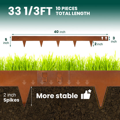 Rust Corten Steel Buckle Edging (6 Pieces)