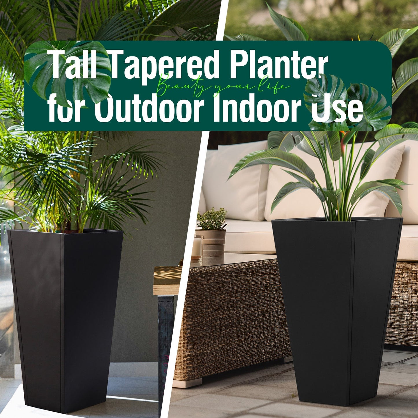 Trapezoid Spray Painting Planter With Partition