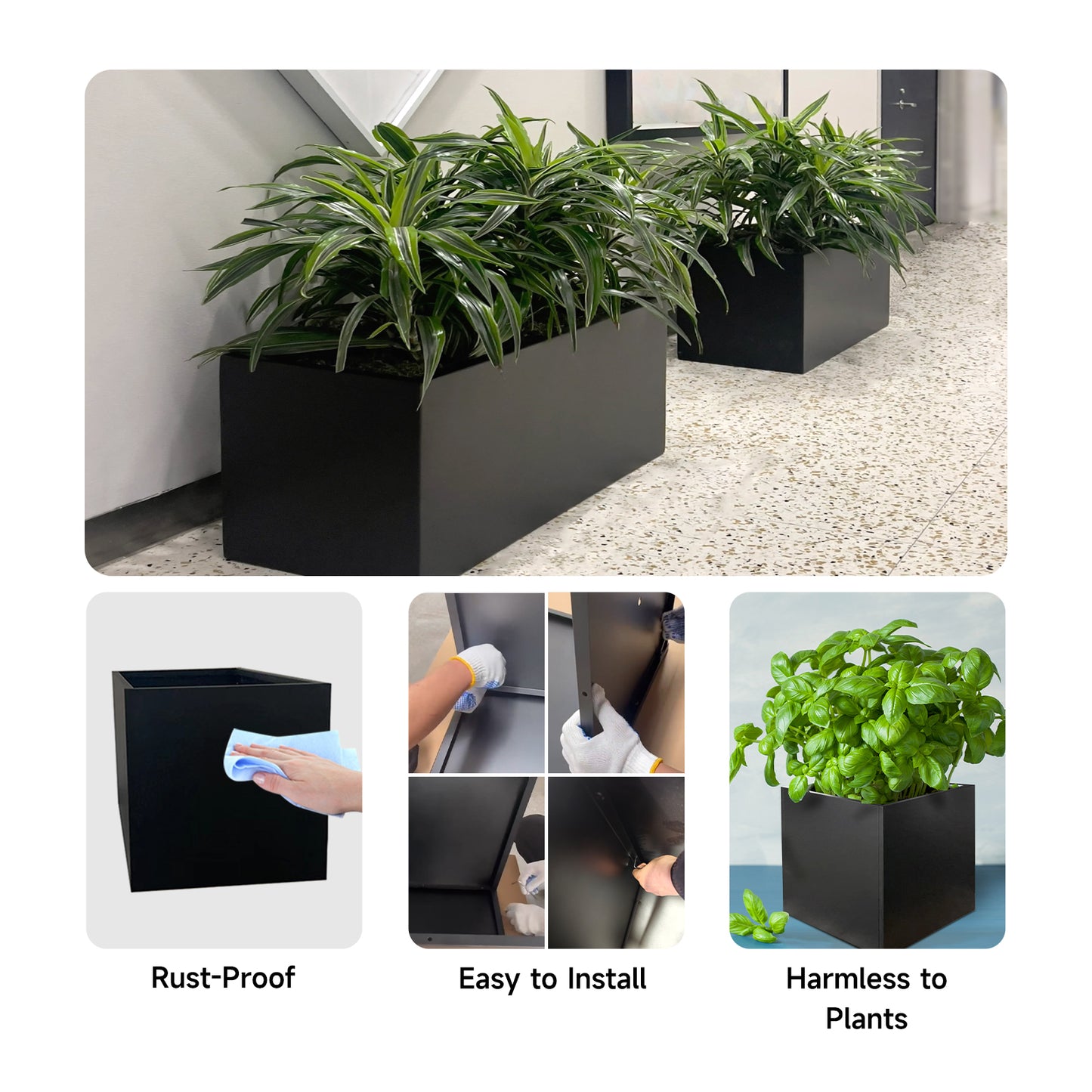 Rectangular Spray Painting Planter With Partition