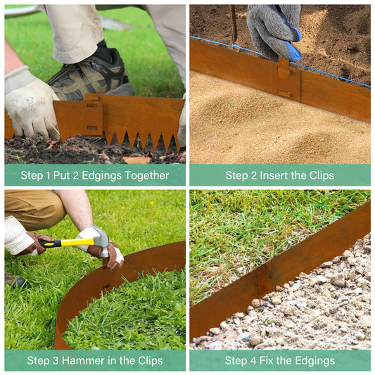 Buckle Corten Steel Edging (6 Pieces)