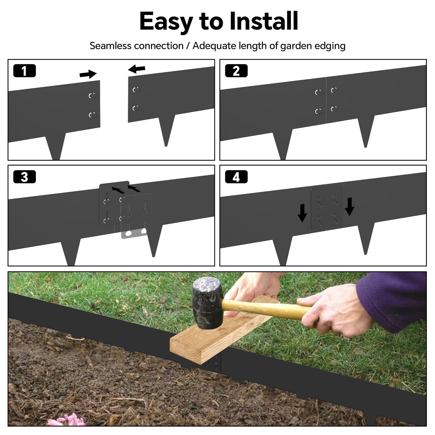 Black Wide-Toothed Design Metal Edging (6 Pieces)
