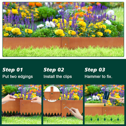 Durable Weathering Steel Landscape Edging Set (6 Pieces)