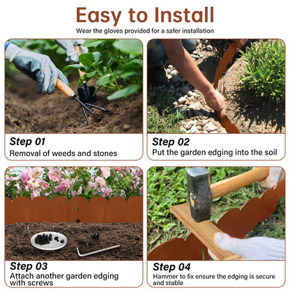 Heavy Duty Scalloped Edges Garden Edging (6 Pieces)