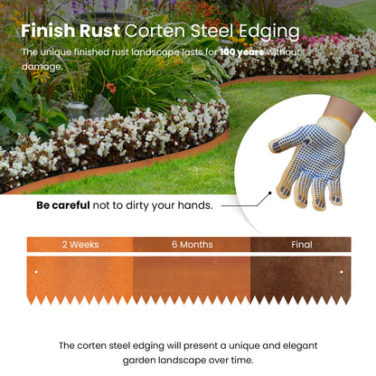 Durable Weathering Steel Landscape Edging Set (6 Pieces)