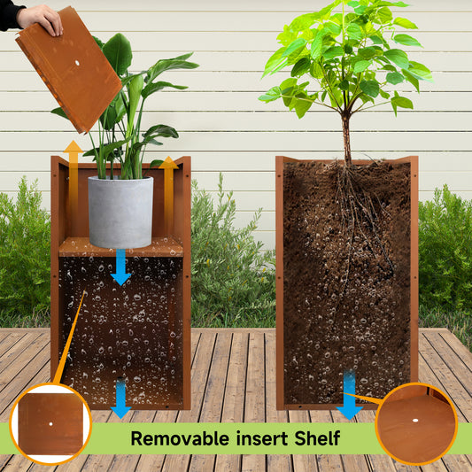 Corten Steel Planter With Partition