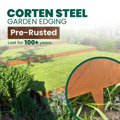 Corten Steel Edging Single Tooth 6 Pieces