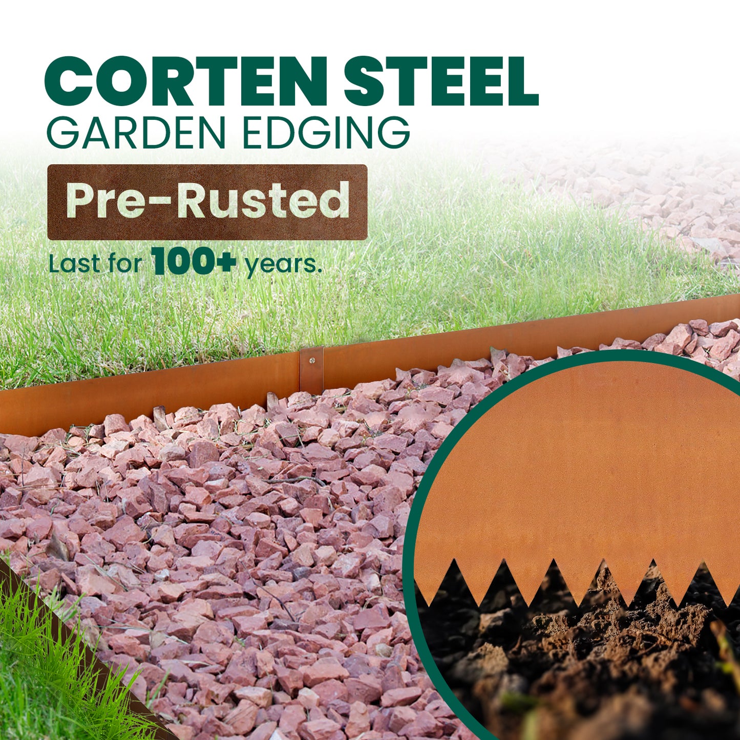 Durable Weathering Steel Landscape Edging Set (6 Pieces)