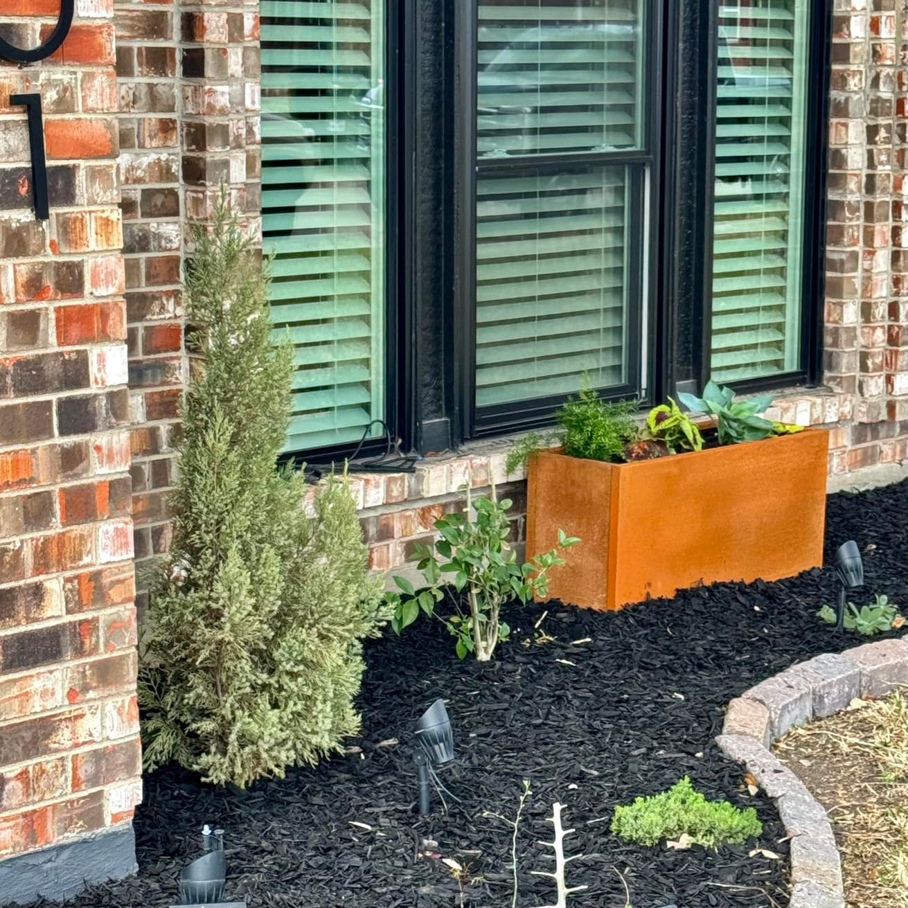 Rectangular Corten Steel Planter With Partition