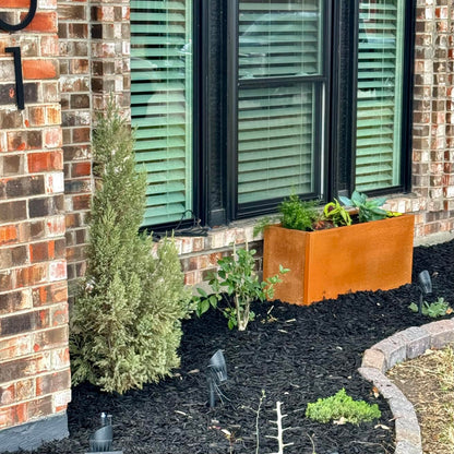 Rectangular Corten Steel Planter With Partition