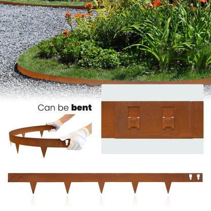 Rust Corten Steel Buckle Edging (6 Pieces)