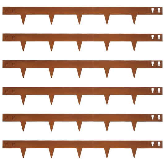 Rust Corten Steel Buckle Edging (6 Pieces)