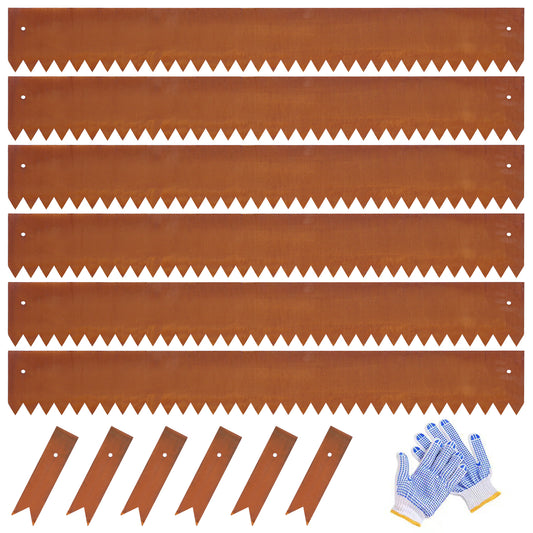 Durable Weathering Steel Landscape Edging Set (6 Pieces)