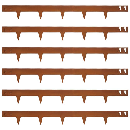 Rust Corten Steel Buckle Edging (6 Pieces)