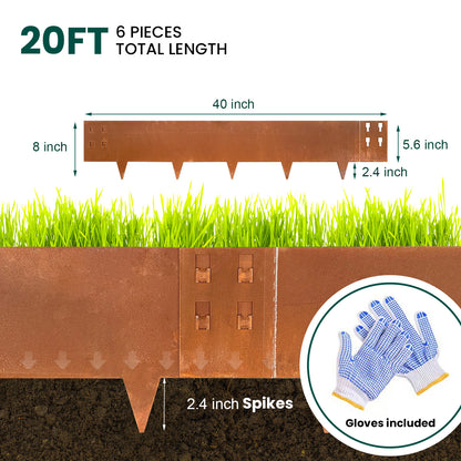 Corten Steel Edging Single Tooth 6 Pieces
