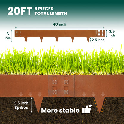 Rust Corten Steel Buckle Edging (6 Pieces)