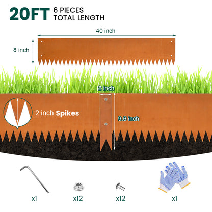 Durable Weathering Steel Landscape Edging Set (6 Pieces)