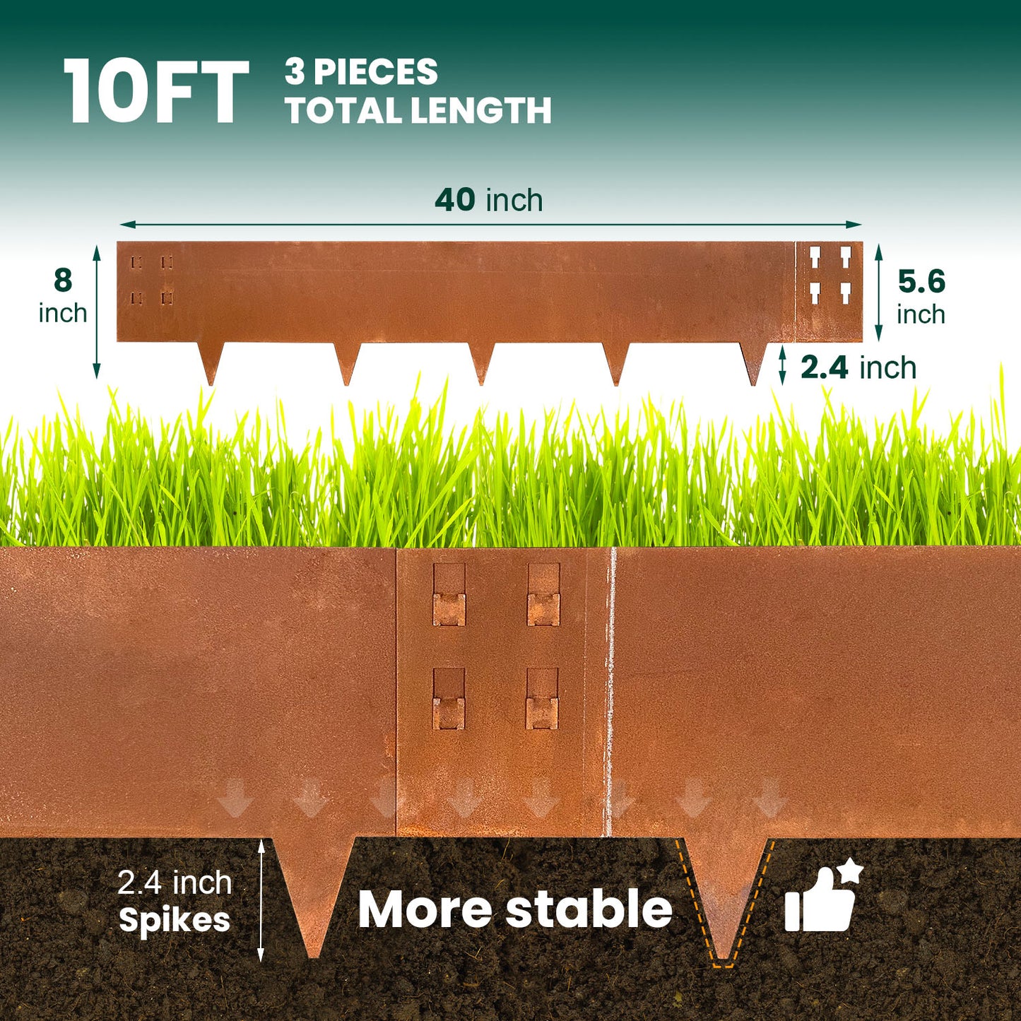 Rust Corten Steel Buckle Edging (6 Pieces)