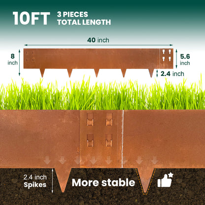 Rust Corten Steel Buckle Edging (6 Pieces)