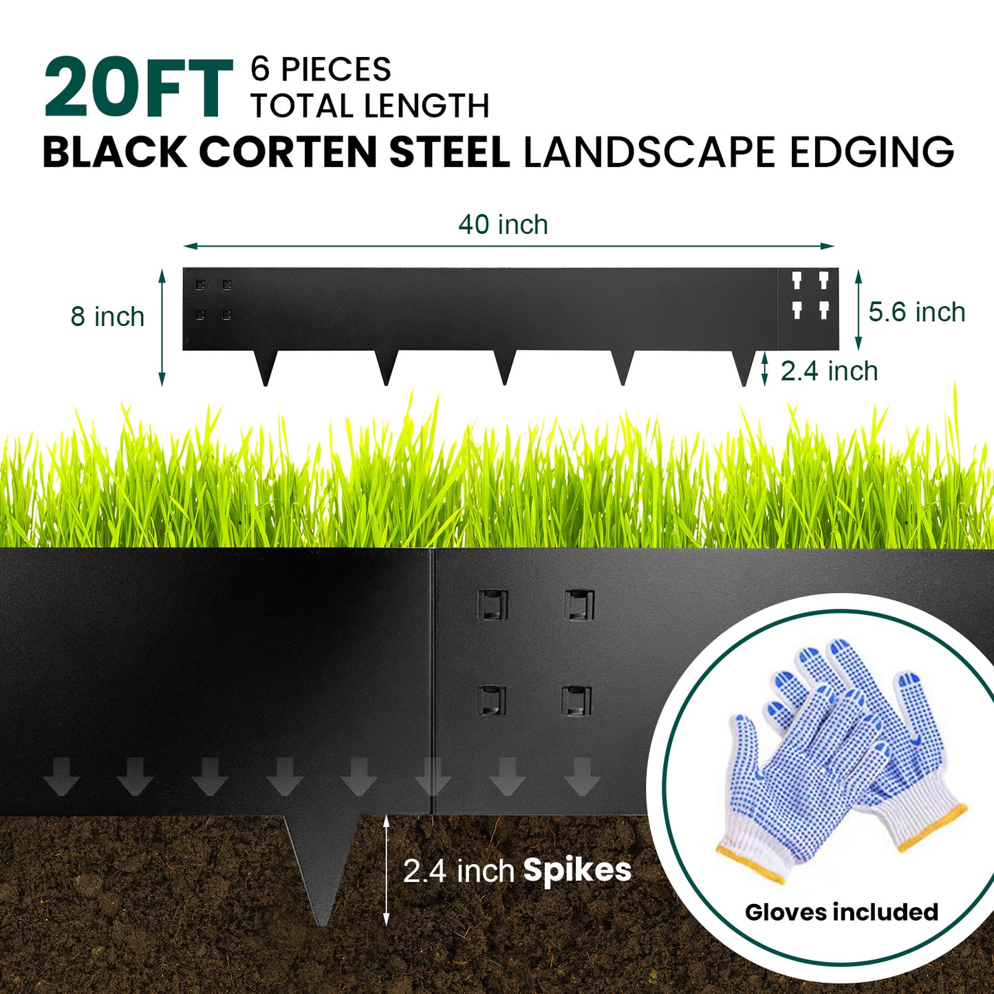 Black Spray Painting Edging Single Tooth 6 Pieces