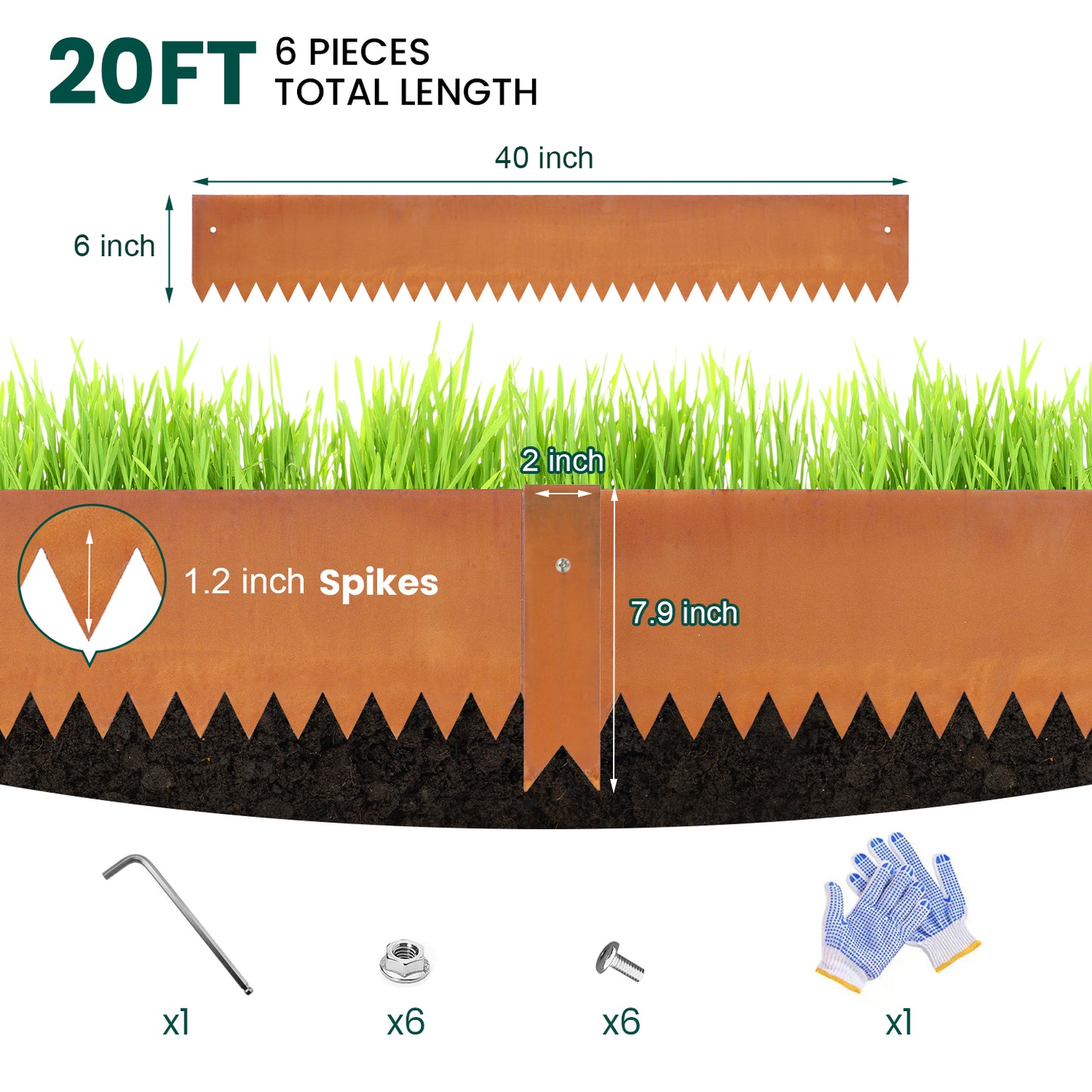 Durable Weathering Steel Landscape Edging Set (6 Pieces)