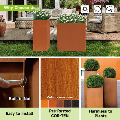Corten Steel Planter With Partition