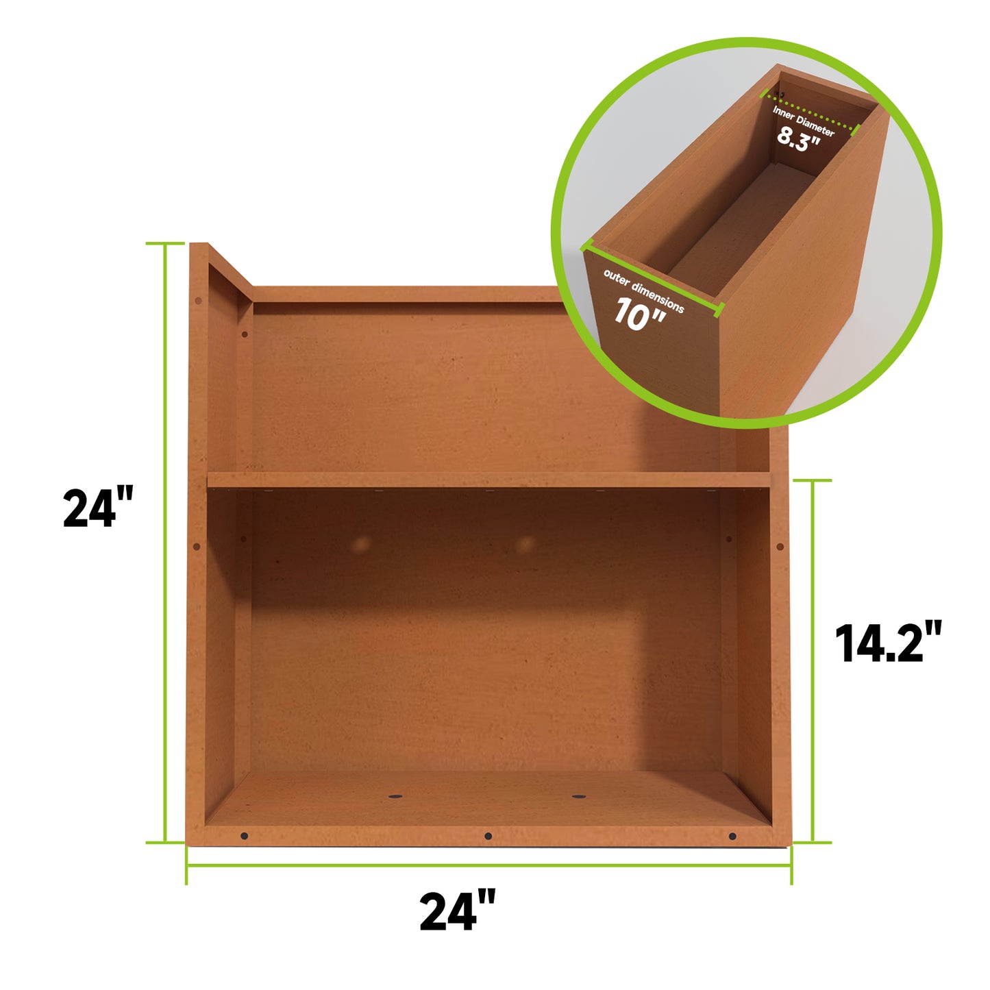 Rectangular Corten Steel Planter With Partition