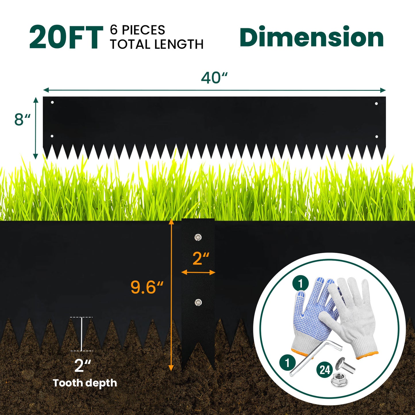 Black Spray Painting Landscape Edging Set (6 Pieces)