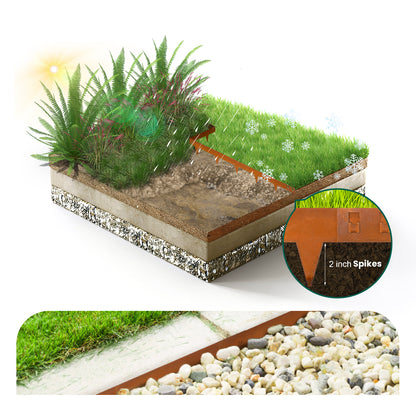 Rust Corten Steel Buckle Edging (6 Pieces)